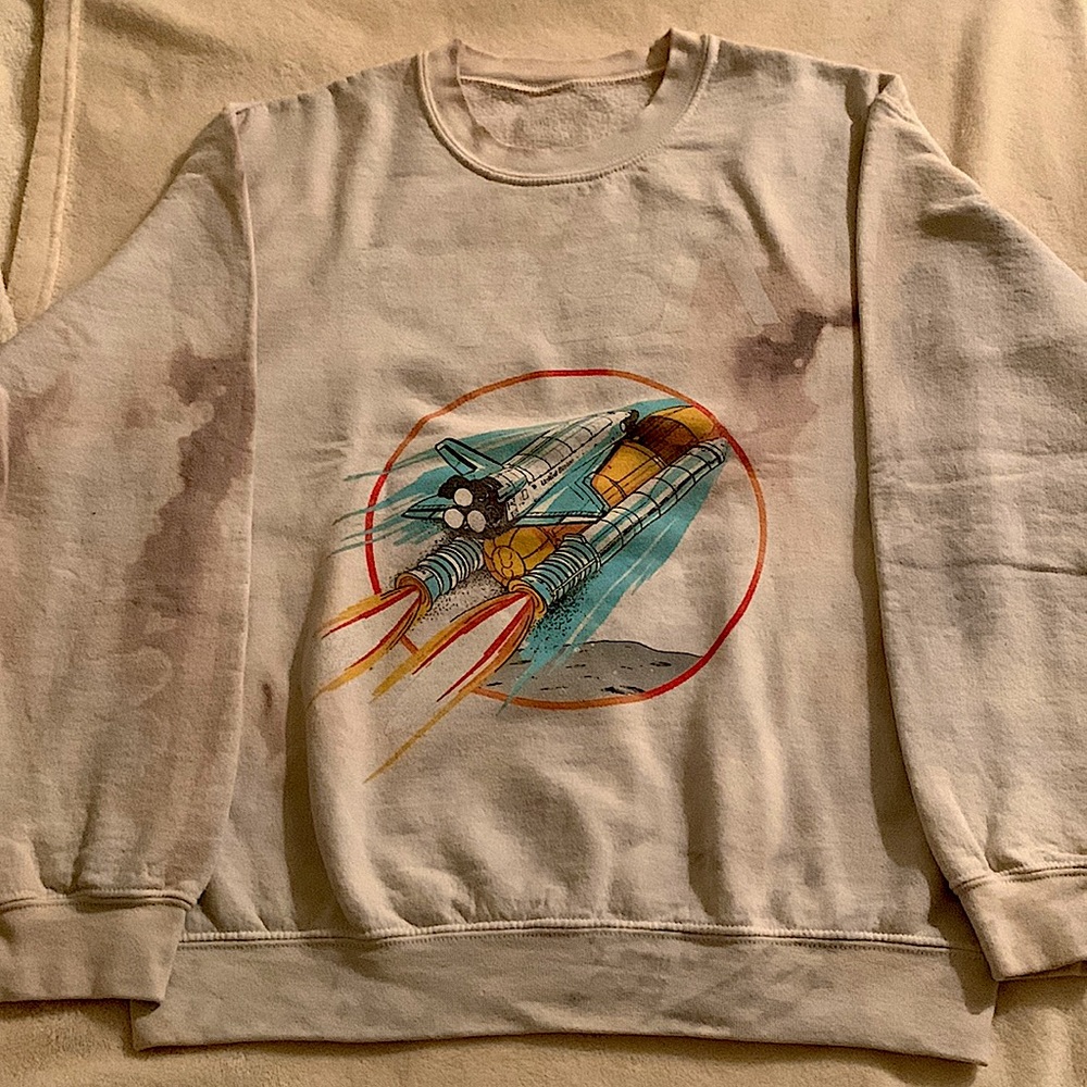 Lightly marbled cream NASA sweater, size: xs